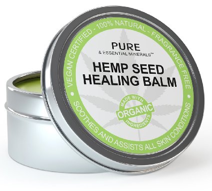 Best Eczema and Psoriasis Treatment Cream  FREE BONUS EBOOK - Organic Hemp Seed Healing Balm Soothes Dry or Cracked Skin Hands and Feet - 4 fl oz