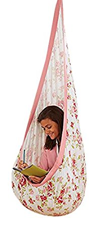 Indoor Outdoor Flower Patterned Fabric HugglePod Hanging Cocoon Chair Hammock Nest Thick Removable Cushion 60"L x 22"W 175 LBS Max Weight