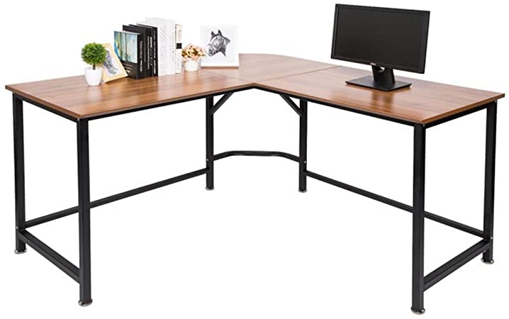 TOPSKY Computer Desk 140x140cm with 60cm Deep L-Shaped Desk Corner Workstation Bevel Edge Design OAK Brown