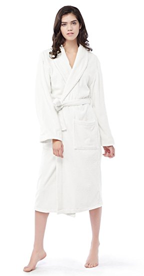 Comfort Spaces - Cotton Terry Robe - Shawl Collar – For Men and Women (Unisex) - Pockets