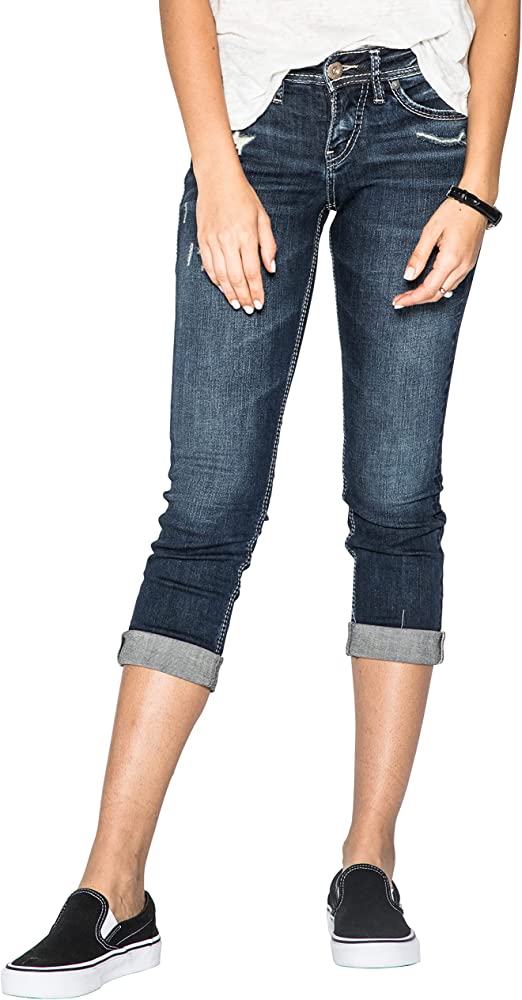 Silver Jeans Co. Womens Suki Mid Rise Capri Jeans