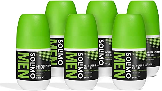 Amazon Brand - Solimo MEN -Antiperspirant Roll-On, Invisible Control Protection with Fresh Scent, Pack of 6 (6 x 50ml)