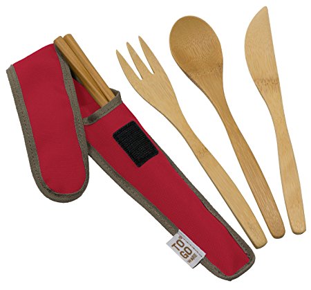 Bamboo Travel Utensils - To-Go Ware Utensil Set with Carrying Case (Cayenne)