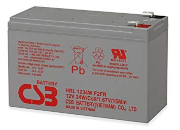 CSB 12V 9Ah 34W Long Life Sealed Lead Acid Battery HRL1234WF2
