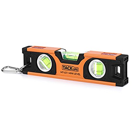 Tacklife MT-L01 8-Inch Classic Magnetic I-Beam Level Torpedo Level Plumb/Level/45-Degree Measuring Shock Resistant Spirit Level with Hook