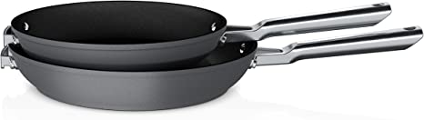 Ninja C52200 Foodi NeverStick Premium 2-Piece Fry Pan Set, Anti-Scratch Nesting Cookware, Hard-Anodized, Nonstick, Durable & Oven Safe to 500°F, Slate Grey