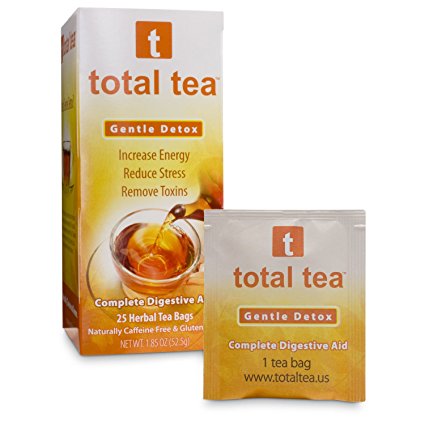 Total Tea Gentle Detox Tea: 25 Teabags Sealed | May Help Bloating and Constipation | Slimming Colon Cleanse Support | Natural Appetite Suppressant | Caffeine Free | Doctor Recommended Mommy Approved