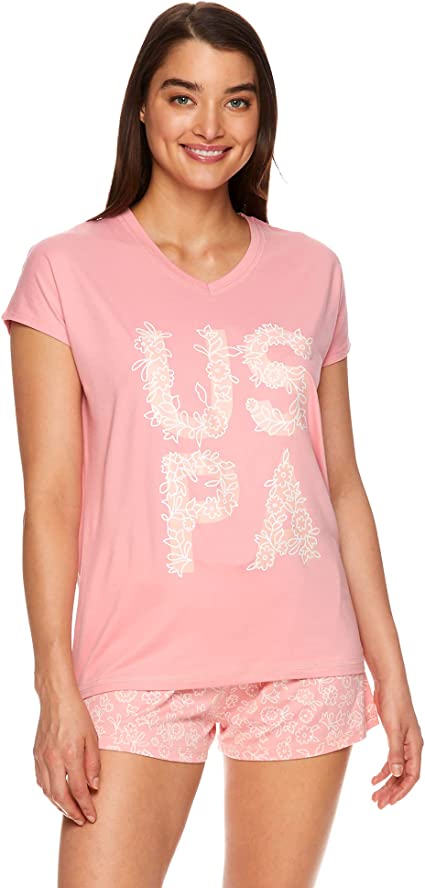 U.S. Polo Assn. Essentials Womens Pajama Racerback Tank and Pocket Shorts Sleepwear Set