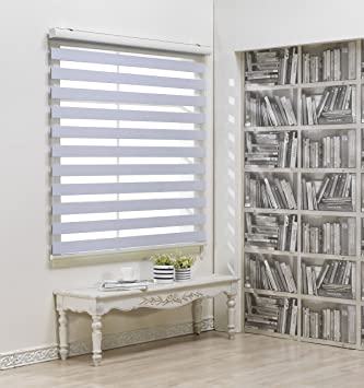 Custom Cut to Size, [Winsharp Blackout Fetra, White, W 93 x H 72 inch] Zebra Roller Blinds, Dual Layer Shades, Sheer or Privacy Light Control, Day and Night Window Drapes, 20 to 110 inch Wide