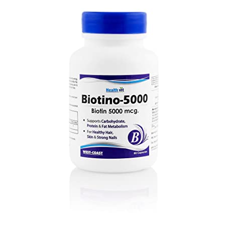 Healthvit Biotino for Hair, Skin and Nails 5000mcg - 60 Capsules (Pack of 3)