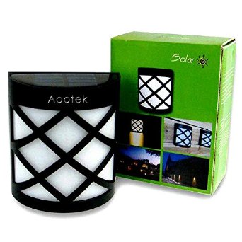 Aootek 6 LED Outdoor Wireless Solar Powered Wall Light Waterproof Light Sensor Landscape Light for Patio Deck Yard Garden (White Light-1 Pack)
