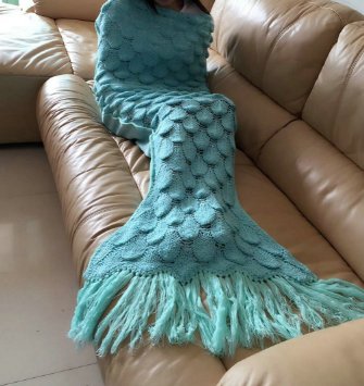 Opall 2016 Handmade Mermaid Tail Blanket Summer Super Soft Sleeping Bags with Scales Pattern and Tassels Small(size 3-6 Toddler) (Small, Apple green)