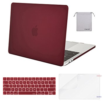 Mosiso MacBook Pro 13 Case 2017 & 2016 Release A1706/A1708, Plastic Hard Case Shell with Keyboard Cover with Screen Protector with Storage Bag for Newest MacBook Pro 13 Inch, Marsala Red