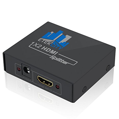 Etekcity 1x2 HDMI Splitter / 2 Port Audio Video Amplifier HDCP Ver 1.3 Support 3D 1080P PS3 Xbox DVD Blu-ray
