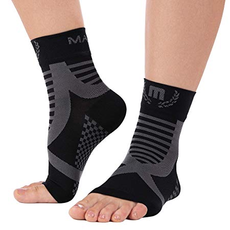 Mava Sports Ankle Brace Support Sleeve - Plantar Fasciitis Compression Socks, Relieve Achilles Tendonitis, Joint Pain, Sprained Ankle, Swelling - Faster Injury Recovery - for Walking, Running & Sports