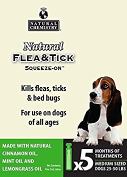 Natural Chemistry 11261 Flea & Tick Squeeze On for Medium Dogs, 25-50 lb