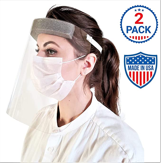 Face Shield Clear Protect Eyes and Face with Protective Clear Film Elastic Band - 2PCS