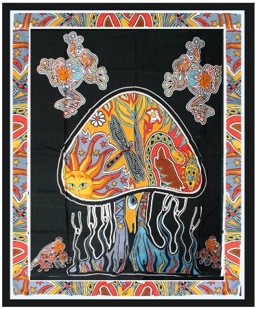 Indian Psychedelic Mushroom Tapestry Wall hanging Hippy Tapestry Bedding Bedspread Dorm Decor