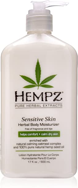 Hempz Sensitive Skin Herbal Body Moisturizer with Oatmeal, Shea Butter for Women and Men, 17 oz. - Premium, Soothing Body Lotion with Hemp Seed, Cocoa Seed, Mango Seed for Dry Skin - Skin Care Products