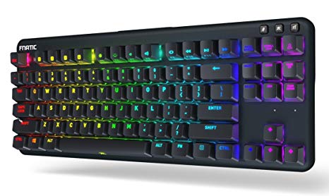 Fnatic miniSTREAK Pro Gaming Mechanical Tenkeyless esports Keyboard (Cherry MX Brown Switches, Multi-Color RGB Lighting, Ergonomic Wrist Rest, Programmable) UK-Layout