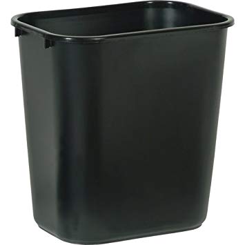 Rubbermaid Commercial FG295600BLA Plastic Deskside Wastebasket, 28-1/8-quart, Black