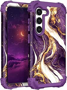 Hocase for Galaxy S24 Case, Shockproof Heavy Duty Protection Soft Silicone Rubber Bumper Hard Plastic Hybrid Protective Case for Samsung Galaxy S24 5G (6.2") 2024 - Midnight Purple