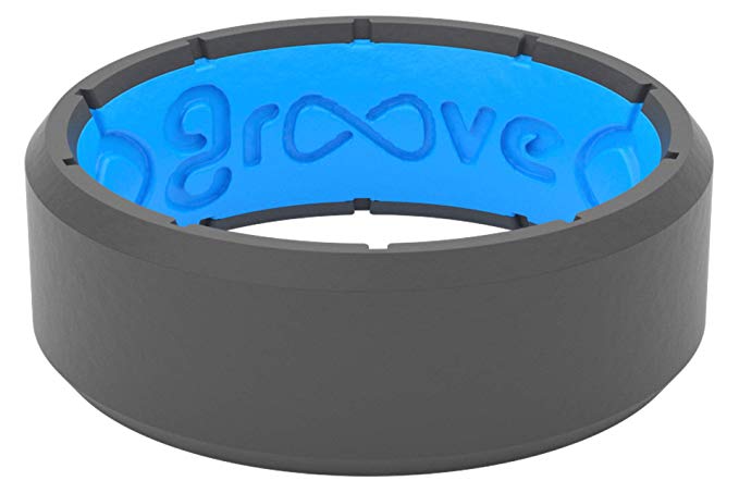 Groove Life - Silicone Ring for Men and for Women Wedding or Engagement Rubber Band with, Breathable Grooves, Comfort Fit, and Durability - Edge Original