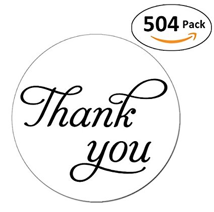 Pack of 504, 1 Inch Round Thank You Sticker Labels in Script/Calligraphy Print