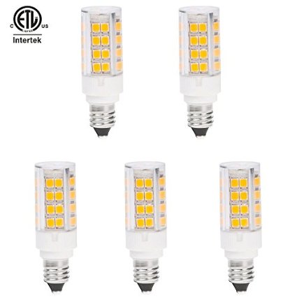 HERO-LED DE11-45S-DW Dimmable Mini Candelabra E11 Base Single Ended LED Halogen Replacement Bulb 35W 35W Equivalent Daylight White 5000K 5-Pack