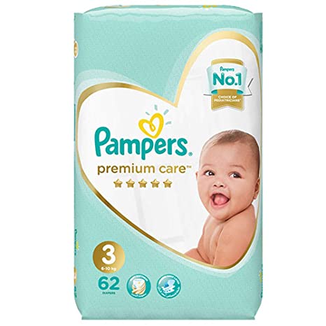 Pampers Premium Baby Care Green Diapers (6 - 10 kg) 62 Pcs