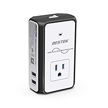 [Pure Sine Wave] BESTEK Travel Adapter Converter Combo, 220V to 110V Voltage Converter 4.2A Dual Smart USB UK/AU/US/EU Worldwide Plug (Black)