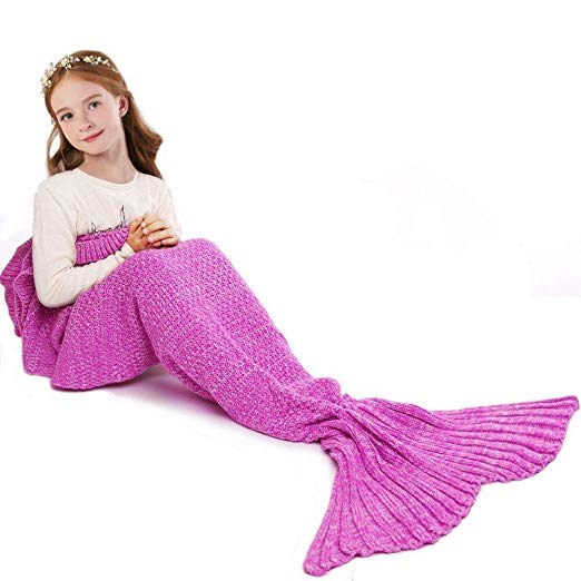 Gifts for Girls, Mermaid Tail Blanket for Kids,Mermaid blanket, Crochet Snuggle Mermaid, Handmade Crochet Mermaid Blanket,Best Birthday gift persent for Kids by Jr.Hagrid (Kids-Pink)