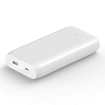 Belkin Boost Charge 20000 Mah Power Bank for MacBook, Mobiles and Tablets 30W Power Delivery with USB-C Port USB-C Cable Included - White