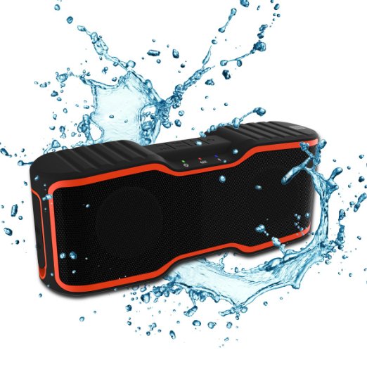 IPX7 Waterproof Wireless Bluetooth Portable Speaker AOMAIS 10W Hi-fi NFC Connection Rechargeable Strong Bass Stereo Speakers with Shockproof and DustproofHandsfree Phone Call Function