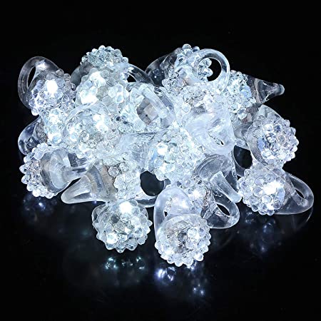 C&H Solutions Shining White Clear LED Flashing Jelly Bumpy Finger Rings (12 Ct)