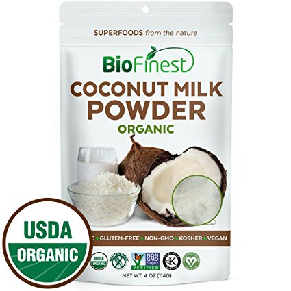 Biofinest Coconut Milk Powder -100% Pure Antioxidants Superfood - USDA Certified Organic Kosher Vegan Raw Non-GMO - Boost Digestion Detox Weight Loss - For Smoothie Beverage (4 oz Resealable Bag)