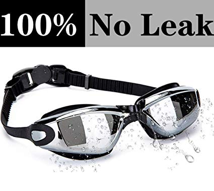 Aquior Swim Goggles, Streamlined Design Glass Leakproof Anti Fog UV Protection with Soft Silicone Nose Bride, Sport Goggles, Swimming Glass for Adult Youth Men Women
