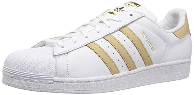 adidas Originals Men's Superstar Foundation Casual Sneaker, White/Linen Khaki/Gold Metallic, 6 D(M) US