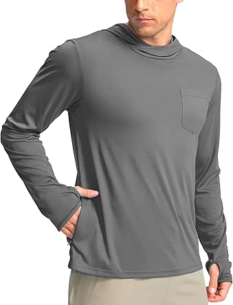 G Gradual Men's Sun Protection Shirts UPF 50  Long Sleeve Hoodie with 2 Pockets UV SPF Fishing Hiking Rash Guard Shirts