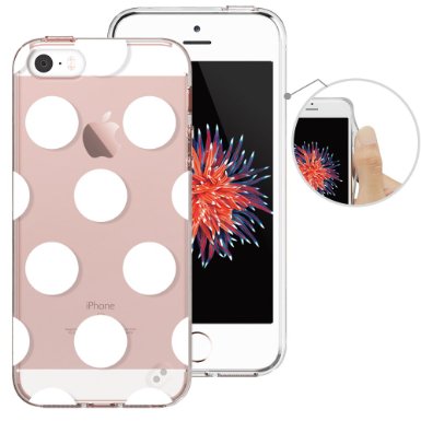 iPhone SE Case iPhone SE Case Clear with design ESR Hybrid Case One Piece Slim Fit Beat Series Soft TPU BumperHard PC Back Cover Protective Case for iPhone SE  5s  5 Polka Dots