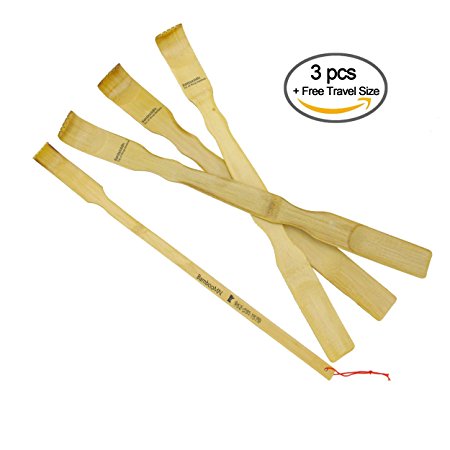 3 - 17.5" Combination Bamboo Back Scratcher Shoe Horn Backscratcher Shoehorn