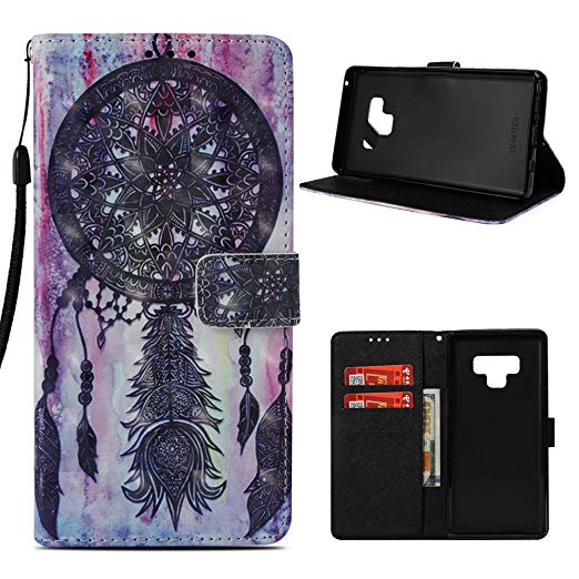 Samsung Galaxy Note 9 Wallet Case, Mavis's Diary Fashion Premium PU Leather Wallet 3D Cute Design Painted Pattern Floral Flip Folio Case with Soft TPU Inner Cover - Totem Wind Chimes