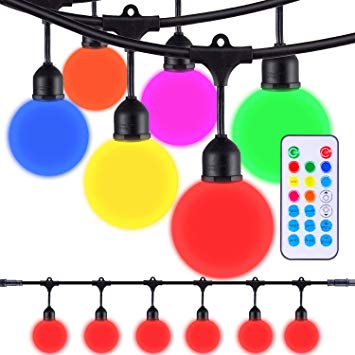 Areful Globe String Lights, 12FT Patio Lighting Strand with LED G40 Bulbs, Connectable, Remote Control, RGB Color Changing Mood Lighting