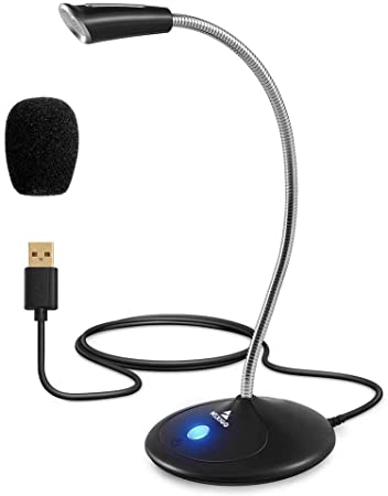 NexiGo Computer Microphone, USB Microphone with Mute Button and Adjustable Gooseneck, Noise-Cancelling, Desktop Microphone for Windows Mac Laptop Desktop, Streaming, Zoom, YouTube, Skype (Black)