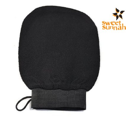 Premium quality Exfoliating Bath Glove REAL (Moroccan Hammam) Black Infused to Eliminate Dry, Dead Skin - Guarantee By SweetSunnah