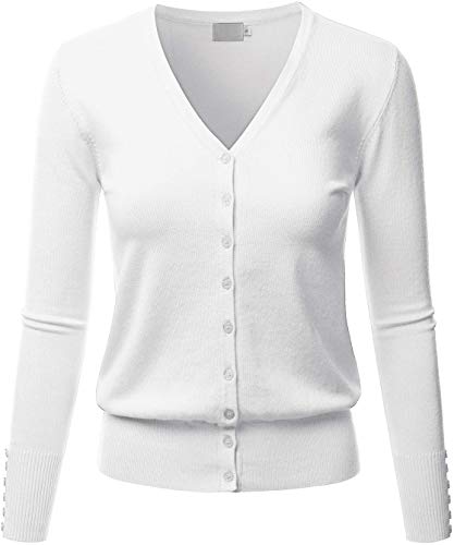 LALABEE Women's V-Neck Long Sleeve Button Down Sweater Cardigan Soft Knit