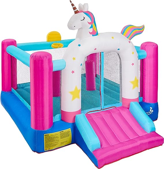 Giant Unicorn Inflatable Bounce House with Slide | 8.5 FT x 9 FT x 11.5 FT | Bouncy House for Kids Outdoor with Trampoline and Slide | Heavy Duty Easy to Set Up | Bounce House with Blower & Carry Bag
