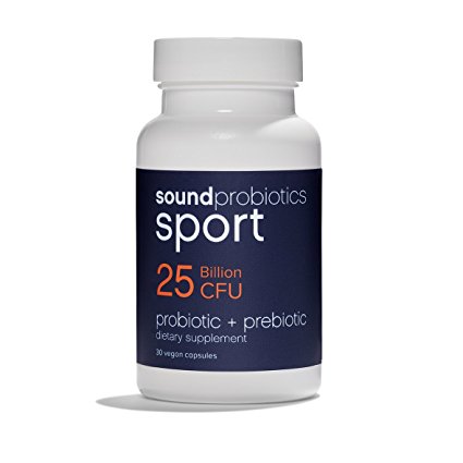 Sound Probiotics Sport - High Potency (25 Billion CFU) Immune Support Probiotics Supplement for Athletes - Vegan, Gluten Free - Digestive Support Prebiotic   Probiotics for Women & Men - 30 Count