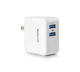 Nekmit 48A 24W Dual Port USB Travel Wall Charger with Foldable AC Plug and Smart ID Technology