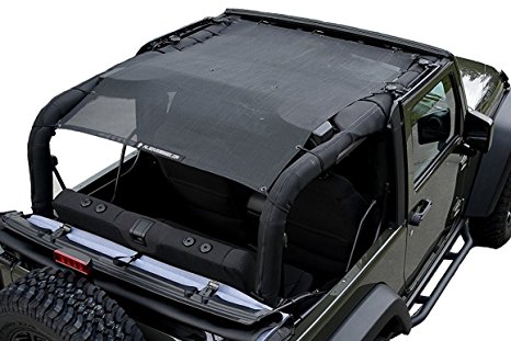 ALIEN SUNSHADE Jeep Wrangler Mesh Shade Top Cover with 10 Year Warranty Provides UV Protection for Your 2-Door JK (2007-2017) Original Black